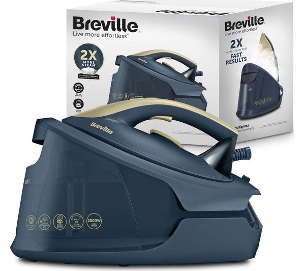 TieDex UK BREVILLE DiamondXpress VIN446 Steam Generator Iron - Faded Blue & Pale Gold