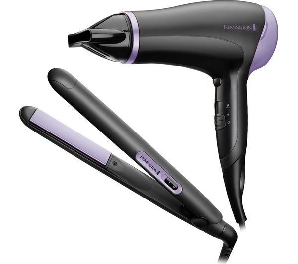 TieDex UK REMINGTON D3016GP Style Essentials Hair Dryer & Hair Straightener Set - Black & Purple