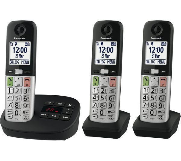 TieDex UK PANASONIC KX-TGU433EB Cordless Phone - Triple Handsets, Silver & Black