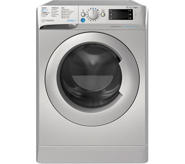 TieDex UK INDESIT Innex Steam Push&Go BDE 96436 SV UK 9 kg Washer Dryer - Silver