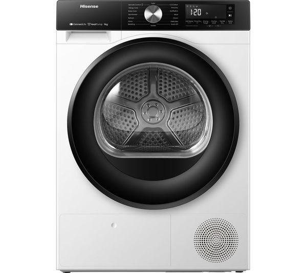 TieDex UK HISENSE 3S Series DH3S902BW3 WiFi-enabled 9 kg Heat Pump Tumble Dryer - White