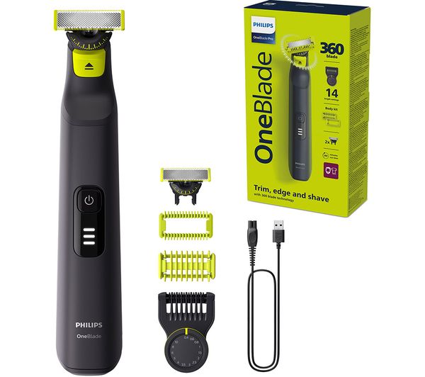 TieDex UK PHILIPS OneBlade Pro 360 QP6652/61 Wet & Dry Foil Shaver - Black