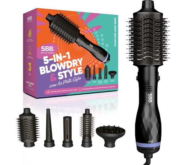 TieDex UK SBB SBDR-2850-GB 5-in-1 Blowdry & Style Air Styler - Black