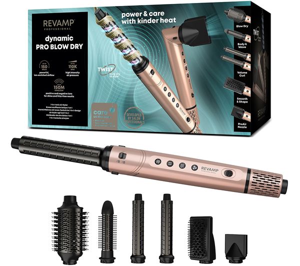 TieDex UK REVAMP Dynamic Radiance Pro Blow Dry DR-2850GD-GB 7-in-1 Ionic Air Styler - Gold