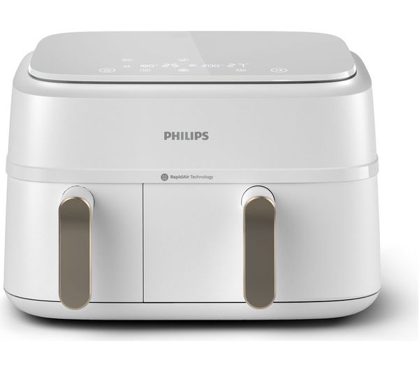 TieDex UK PHILIPS 3000 Series NA353/19 9L Dual Basket Air Fryer - White