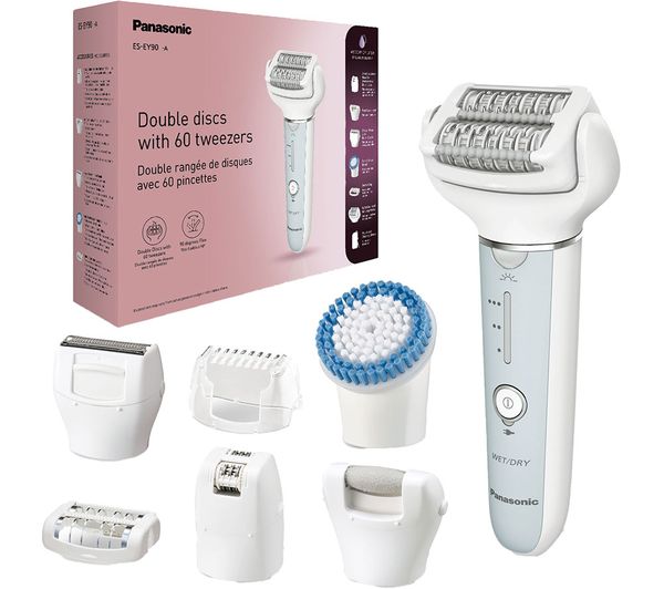 TieDex UK PANASONIC ES-EY90-A511 Double Disc Wet & Dry Epilator Kit - White & Blue