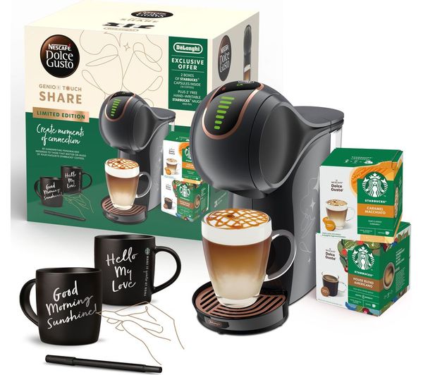 TieDex UK DOLCE GUSTO by De’Longhi Genio S Touch EDG426.B Automatic Coffee Machine with Starbucks Share Coffee Bundle - Black