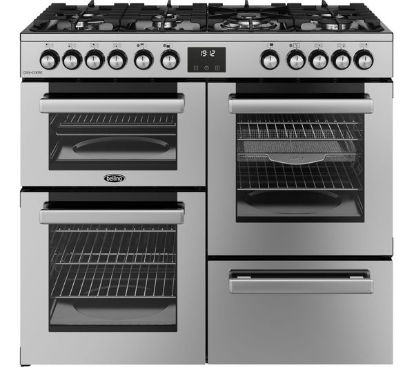 TieDex UK BELLING Cookcentre 100DF Dual Fuel Range Cooker - Stainless Steel & Chrome