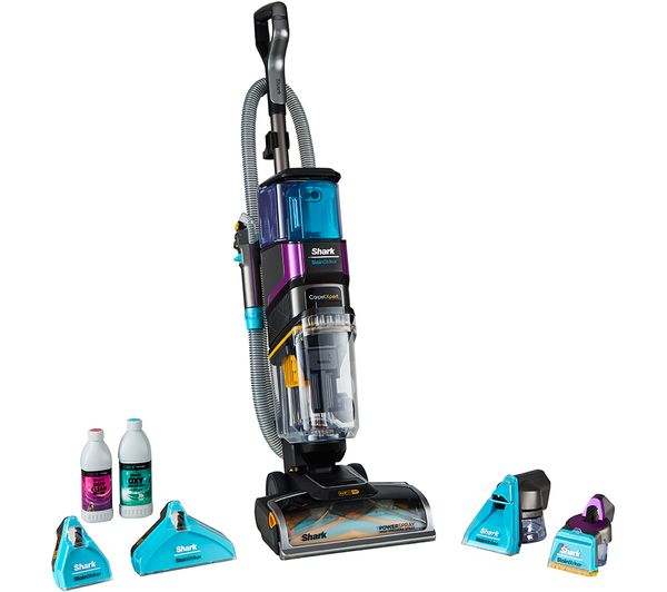 TieDex UK SHARK CarpetXpert HairPro Pet with StainStriker EX300UK Upright Carpet Cleaner - Silver & Fuchsia