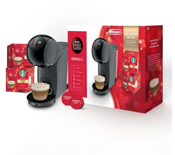 TieDex UK DOLCE GUSTO by De’Longhi Genio S EDG226.A Automatic Coffee Machine & Starbucks Toffee Nut Latte Bundle - Anthracite