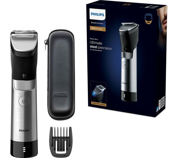 TieDex UK PHILIPS Series 9000 Prestige BT9810/13 Wet & Dry Beard Trimmer - Silver