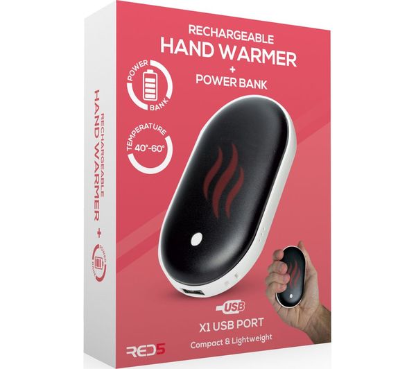 TieDex UK RED5 Rechargeable Hand Warmer & Power Bank