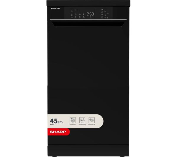 SHARP QW-NS1EF49E0B-EN Slimline Dishwasher - Black