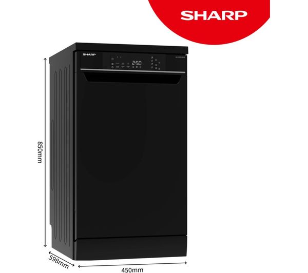 SHARP QW-NS1EF49E0B-EN Slimline Dishwasher - Black