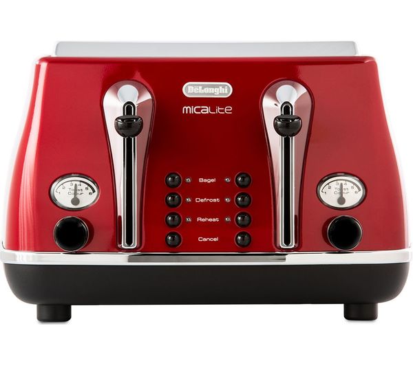 TieDex UK DELONGHI Micalite CTOM4003R 4-Slice Toaster - Red