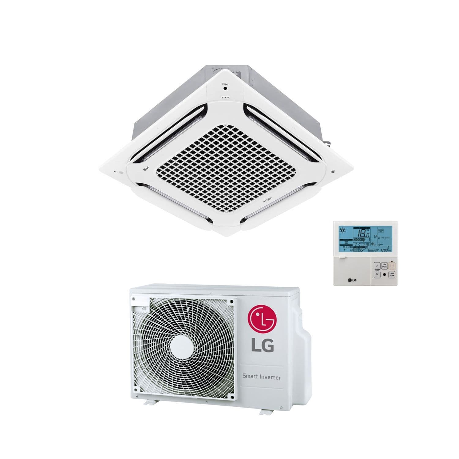 LG Air Conditioning CT09F.NR0+UUA1.UL0 Standard Commercial Compact Cassette 4-Way 2.5Kw/9000Btu A++