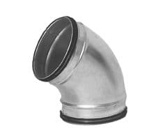 Lindab BU45 Pressed 45 Deg Elbow With Rubber Seal For Circular Spiral Ducting 80mm To 1250mm