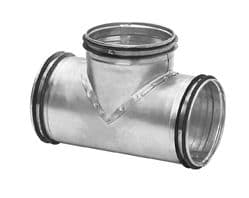 Lindab Safe Fittings Tee Piece 90Deg With Rubber Seal For Circular Spiral Ducting 100mm To 630mm