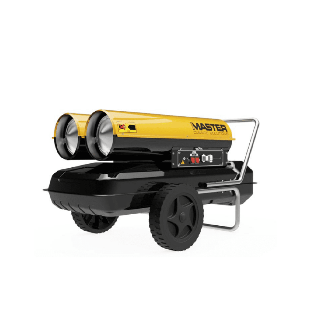 Master B300CED Twin Barrel Direct Diesel Oil Heater, Wheels, 105 Litre Tank, 88 kW/301,000 Btu, 240V