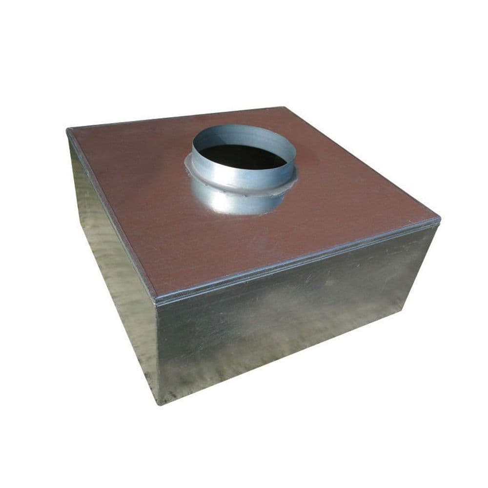 Lindab Metal 200mm Plenum Box 150mm Top Entry Spigot with Spot Welded and Primed Seam Joints