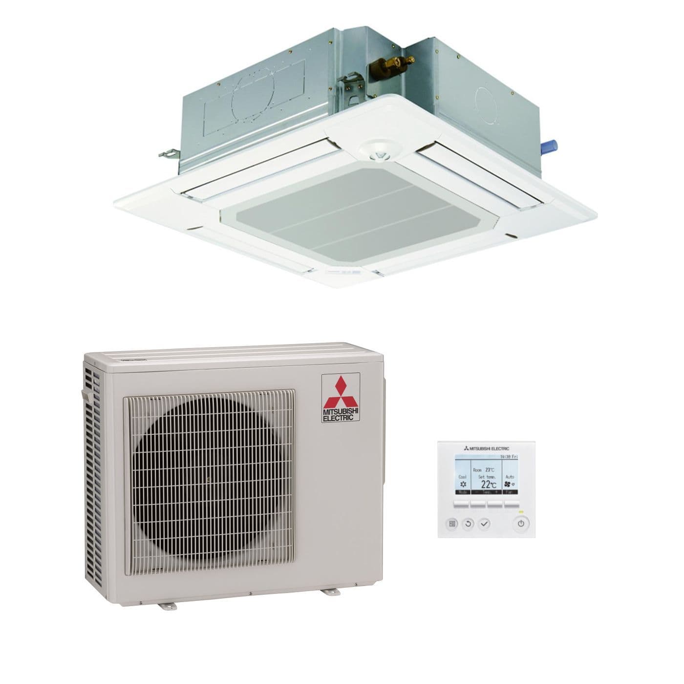 Mitsubishi Electric Air Conditioning Zubadan Inverter Heat Pump PLA-RP100BA3-CAS-3PH 10Kw/33000Btu Ceiling Cassette A+ 415V~50Hz