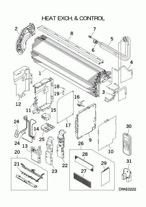 Mitsubishi Heavy Industries Air Conditioning Spare Part RLA301A013 HEAT EXCH ASSY For SRK-ZJ