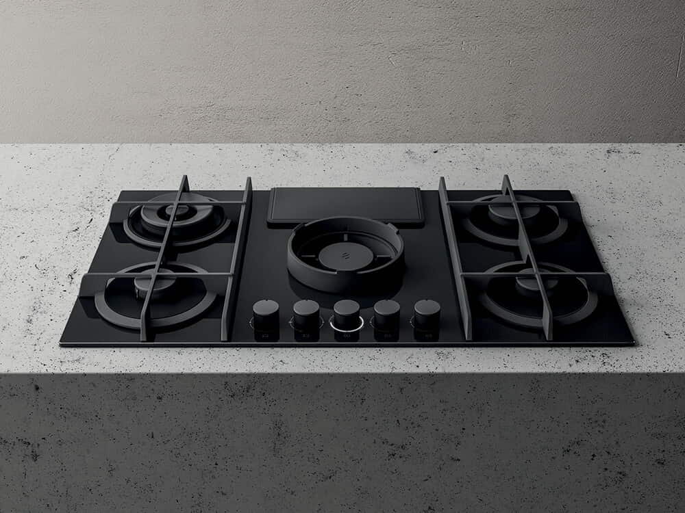 Elica NikolaTesla Flame 88cm Grey Gas Hob with Integrated Extractor