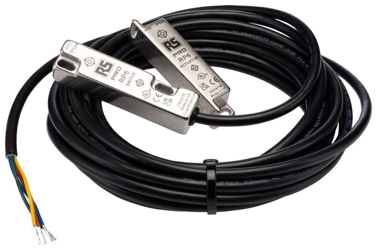 TieDex UK Magnetic Non-Contact Safety Switch, Stainless Steel Housing, 24V dc, 1 NO/1 NC, Wire