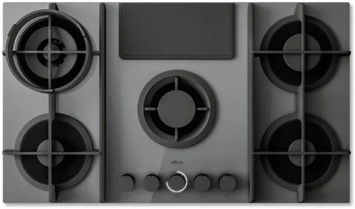 Elica NikolaTesla Flame 88cm Grey or Black Gas Hob with Integrated Extractor
