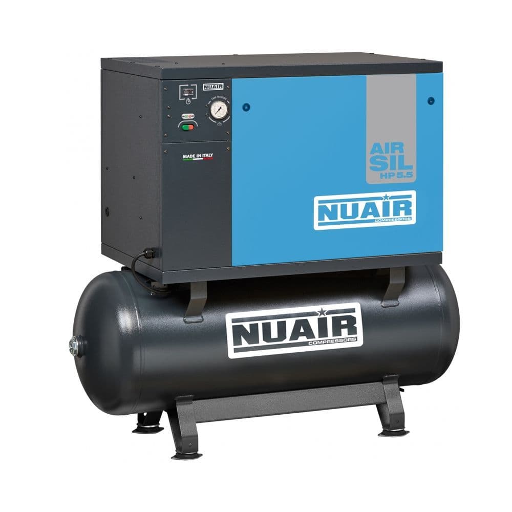 NuAir S-N5AT701FPS081 AIRSIL2 NB5/5.5FT Low Noise 4kW/5.5Hp Floor 11 Bar Stationary 640L/min 415V