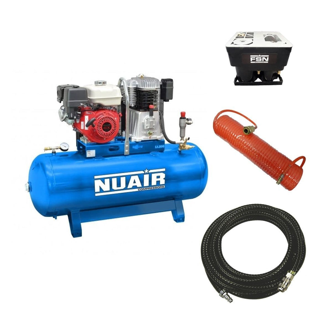 NuAir S-N7LN9P1FPS058 Belt Driven NB7/9S/200F Air Compressor with 10m Coil, Condensate Oil Seperator