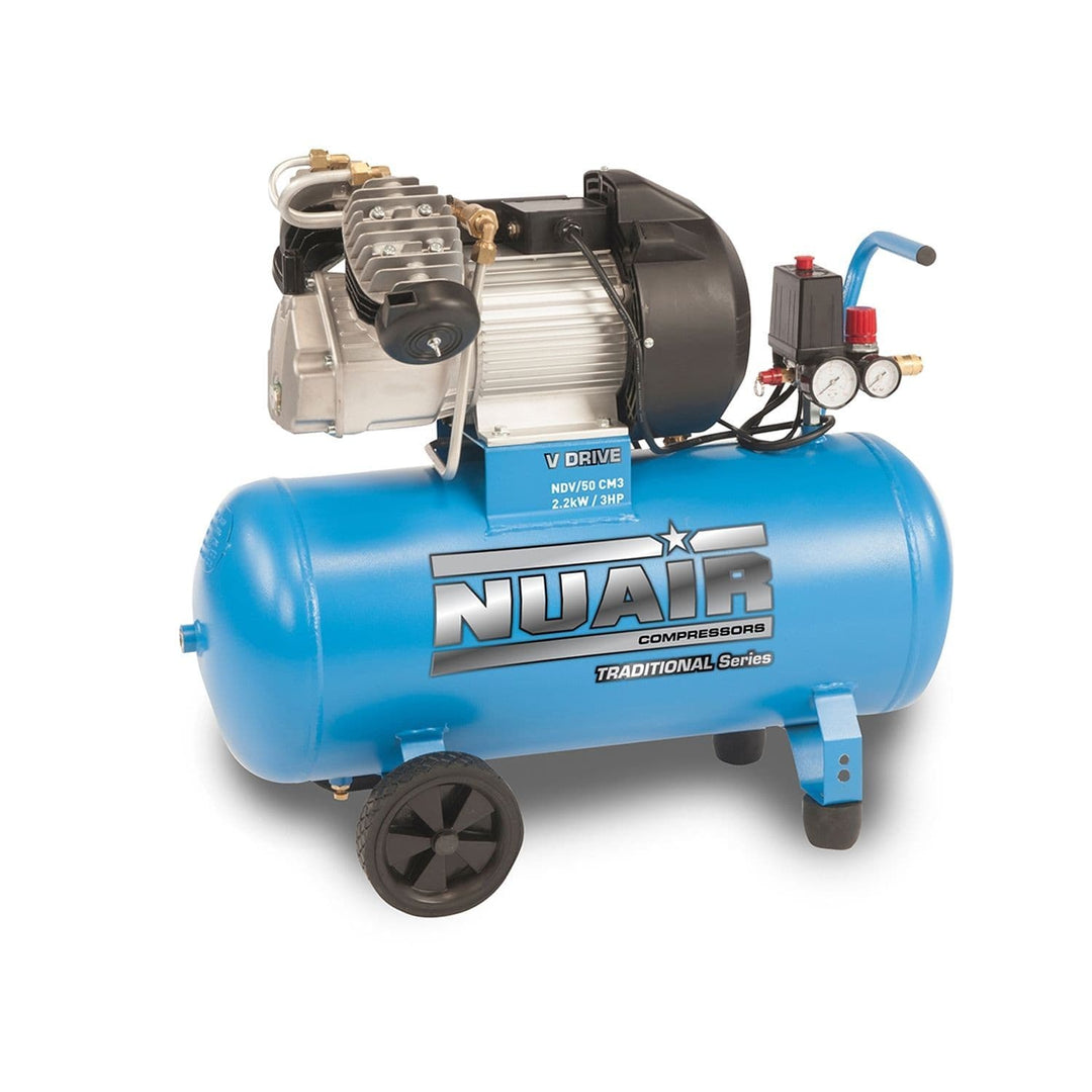 NuAir S-SXDL504FPS504 NDV/50CM3 Portable Air Compressor Direct Drive 50L Receiver 9.2 CFM 3 HP 2.2Kw