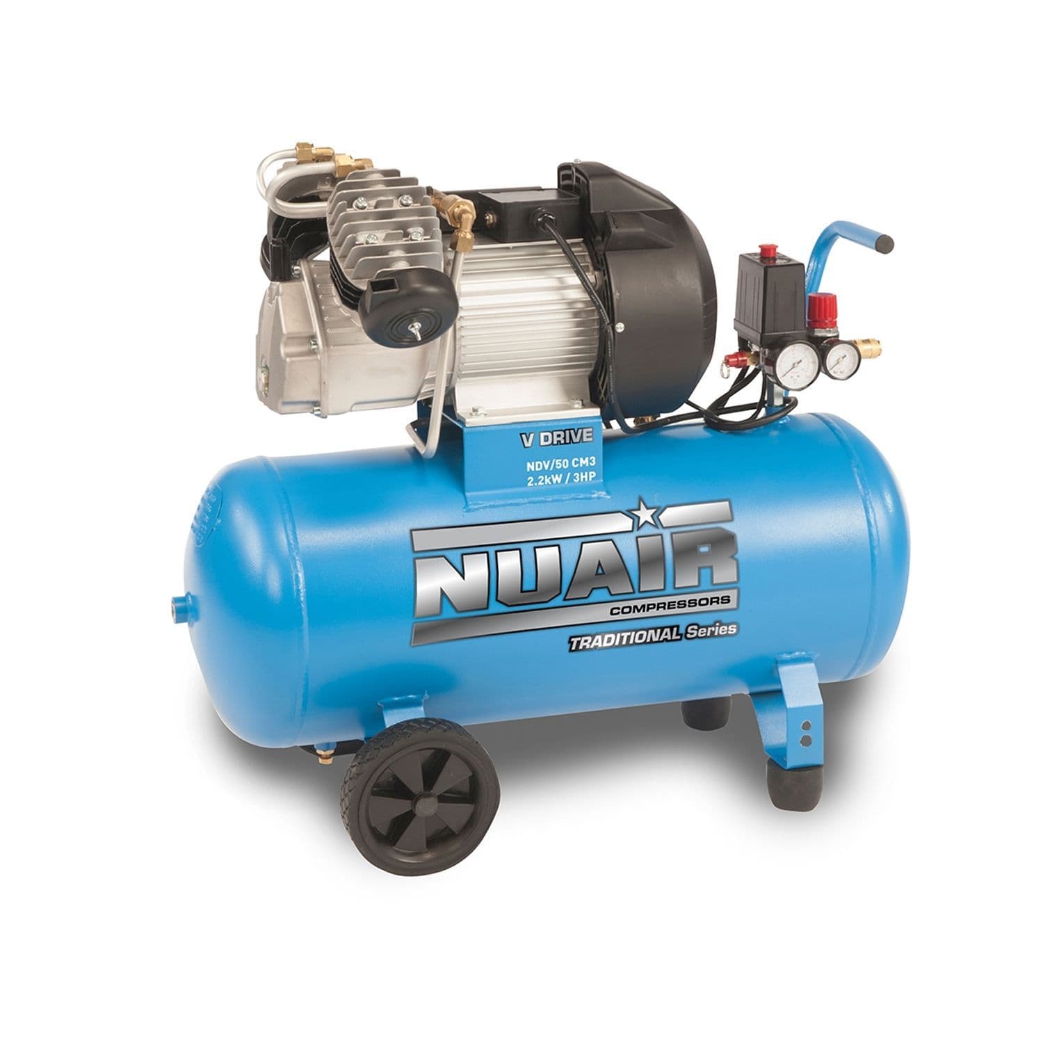 NuAir S-SXDL504FPS504 NDV/50CM3 Portable Air Compressor Direct Drive 50L Receiver 9.2 CFM 3 HP 2.2Kw