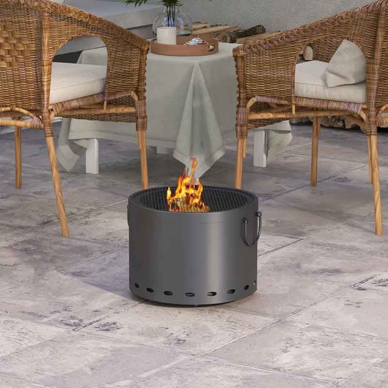 Outsunny Smokeless Fire Pit - Dark Grey - 842-3...