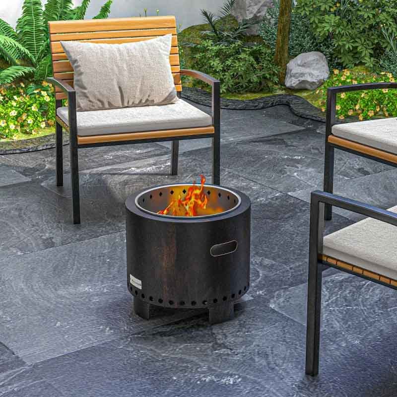 Outsunny Smokeless Metal Fire Pit - Black - 842...