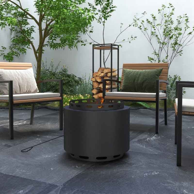 Outsunny Smokeless Fire Pit - Black - 842-337V00BK