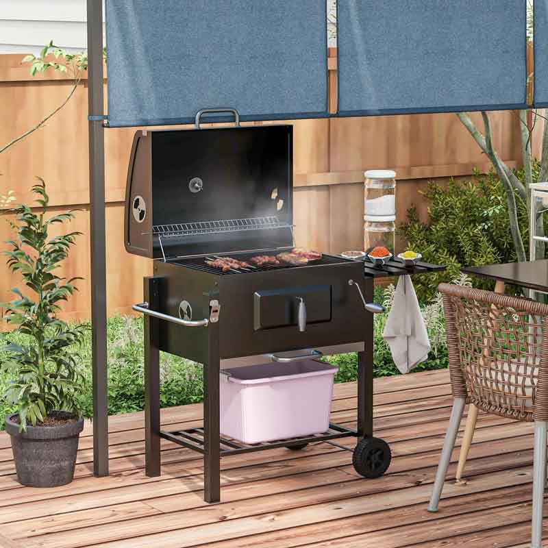 Outsunny Charcoal BBQ with Height Adjustable Coal Tray Outdoor Grill for Garden Patio Cooking and Parties