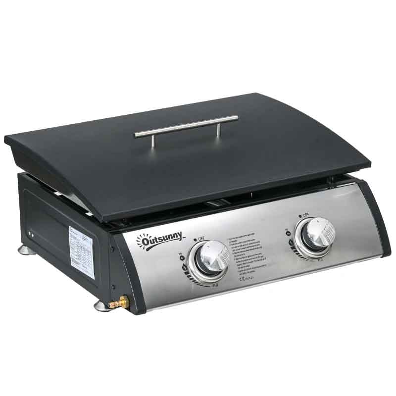Outsunny Portable Tabletop Gas Plancha Grill - ...