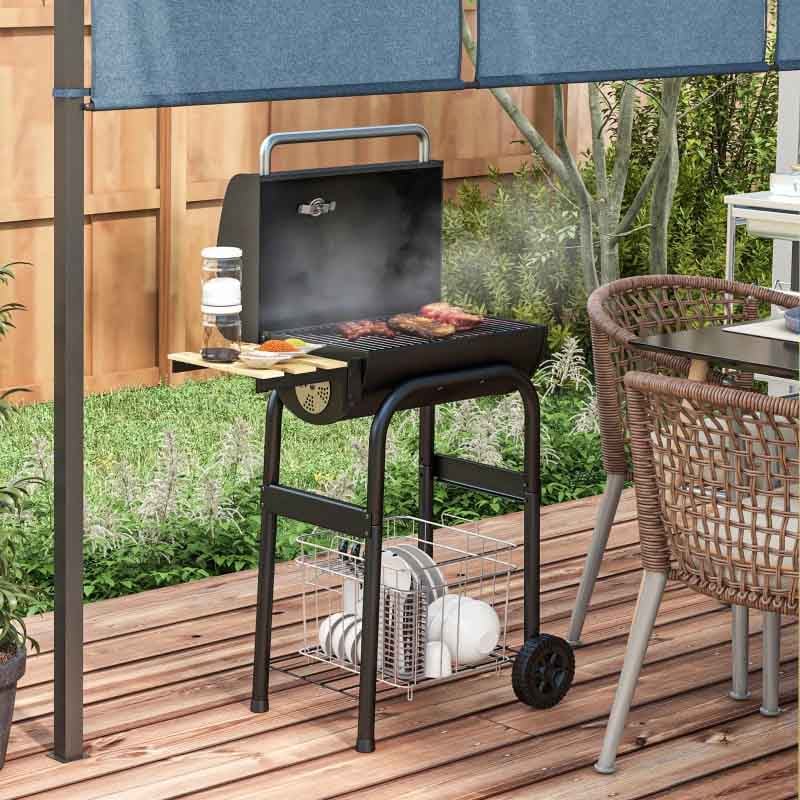 Outsunny Portable Charcoal BBQ Grill Black Compact Outdoor Barbecue for Garden Patio and Camping