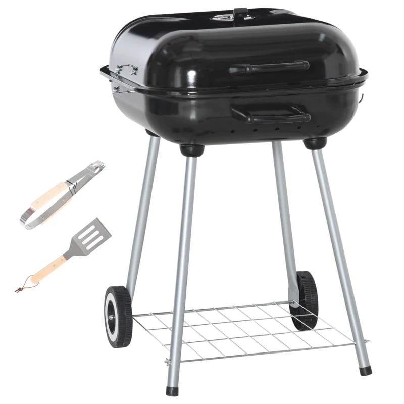 Outsunny Portable Charcoal BBQ Grill Black Outdoor Barbecue for Garden Patio, Picnic and Camping Use