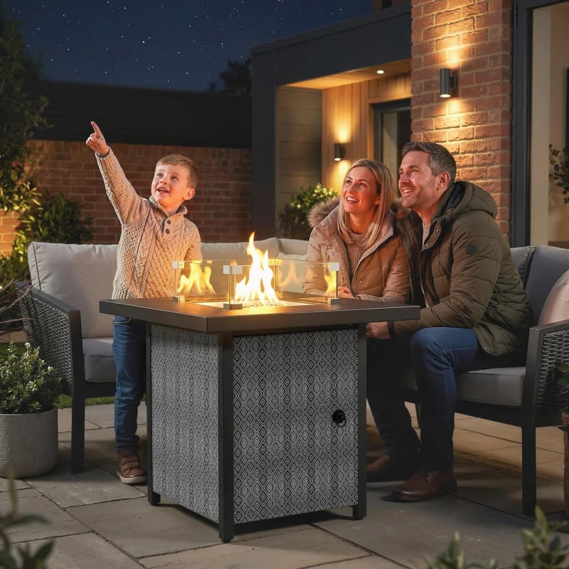 Outsunny Smokeless Gas Fire Pit Table - Black -...