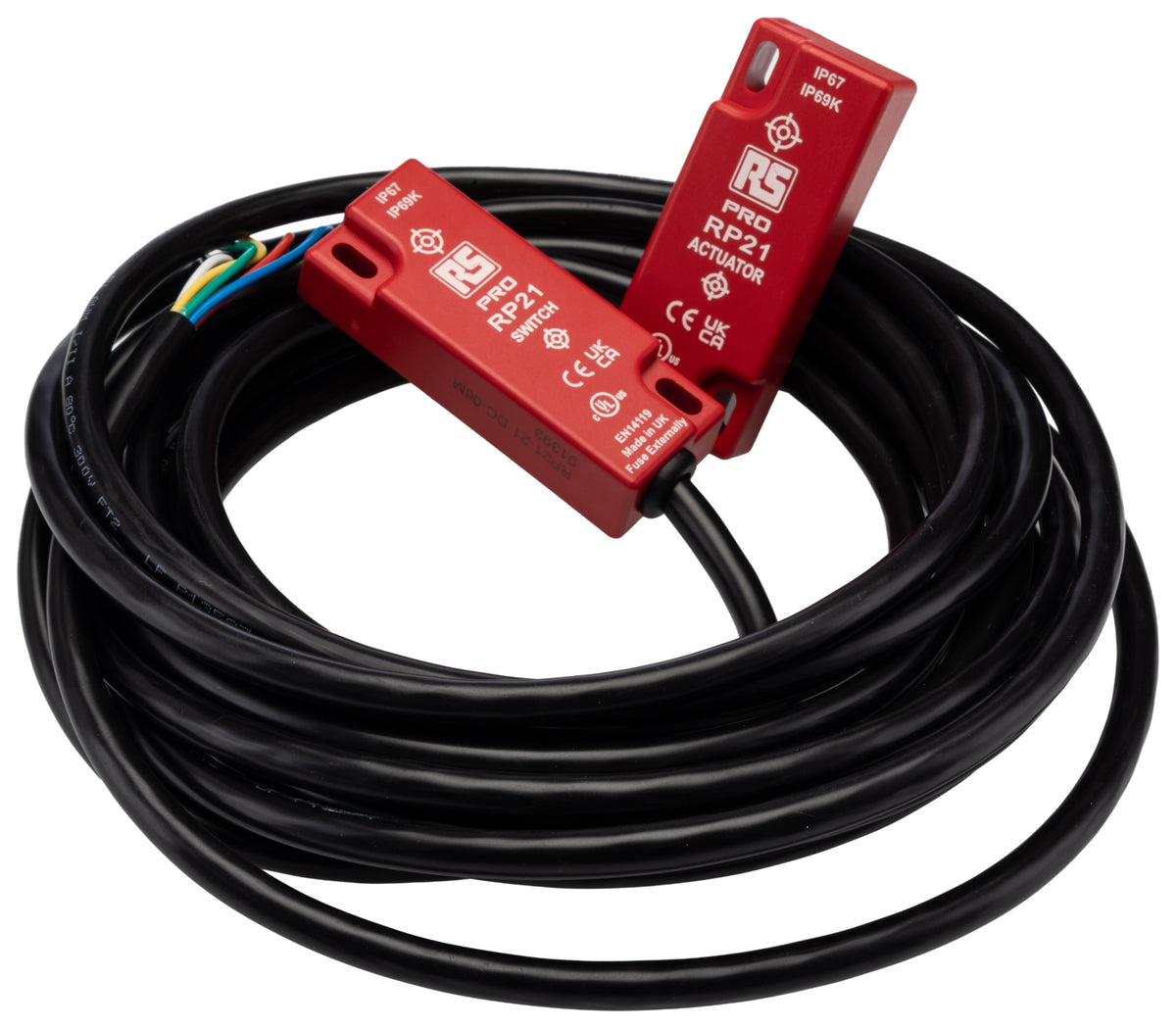TieDex UK Magnetic Non-Contact Safety Switch, ABS Plastic Housing, 24V dc, 2 NO/1 NC, Wire