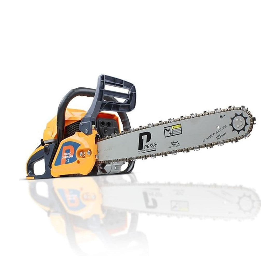 P1PE P6220C Petrol Chainsaw 62cc Hyundai Engine 20" Bar Easy Start Includes 2 Chains and Bag