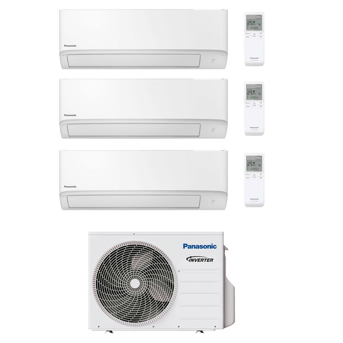Panasonic Air Conditioning 3 x CS-TZ25WKEW Compact Wall Multi CU-3Z68TBE 6.8Kw/23000Btu A++ Wi-Fi