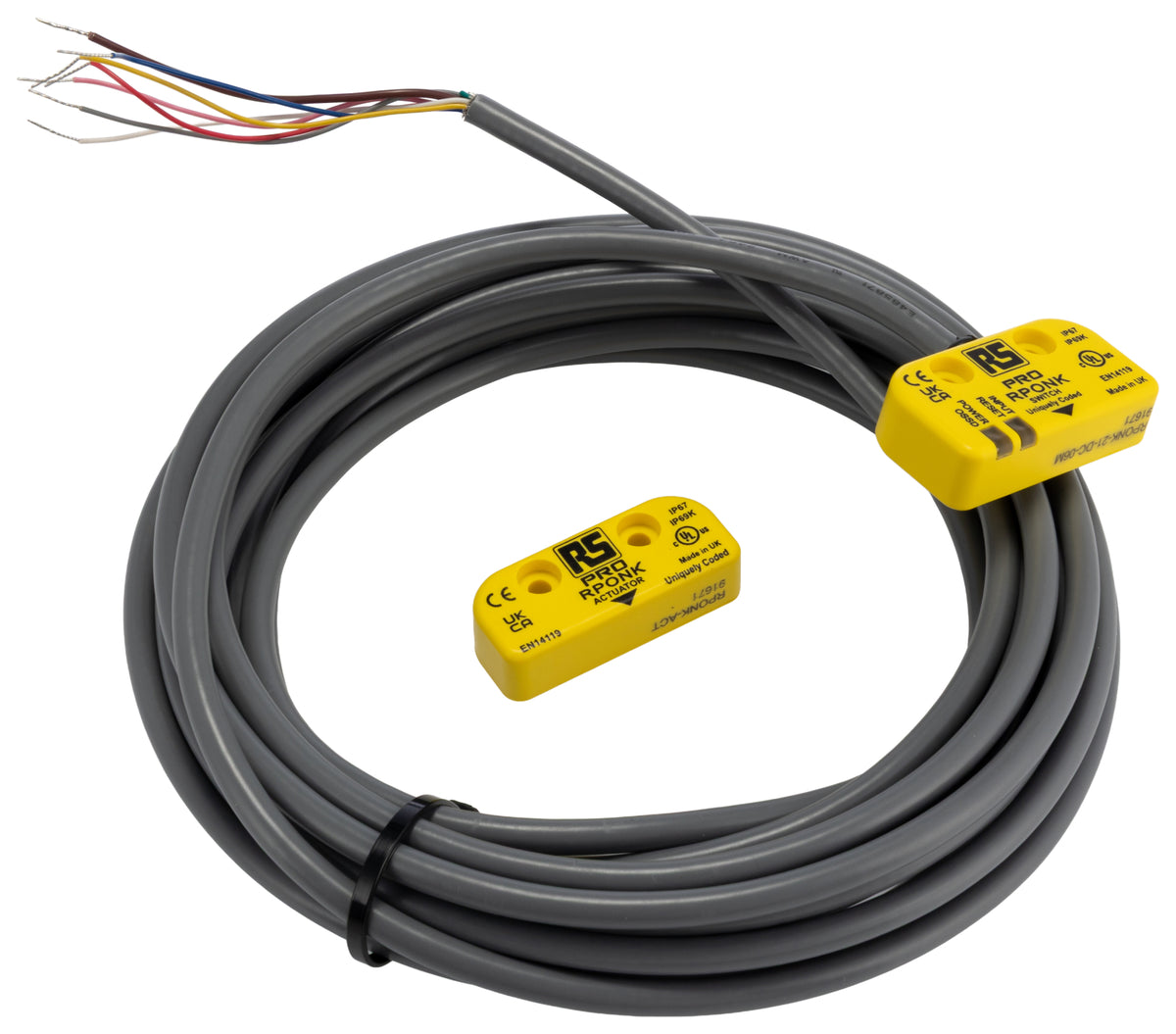TieDex UK RFID Non-Contact Safety Switch, ABS Plastic Housing, 24V dc, 2 NO/1 NC, Wire