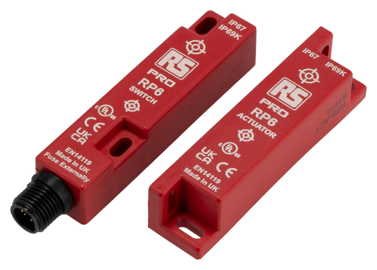 TieDex UK Magnetic Non-Contact Safety Switch, ABS Plastic Housing, 24V dc, 2 NO/1 NC, M12