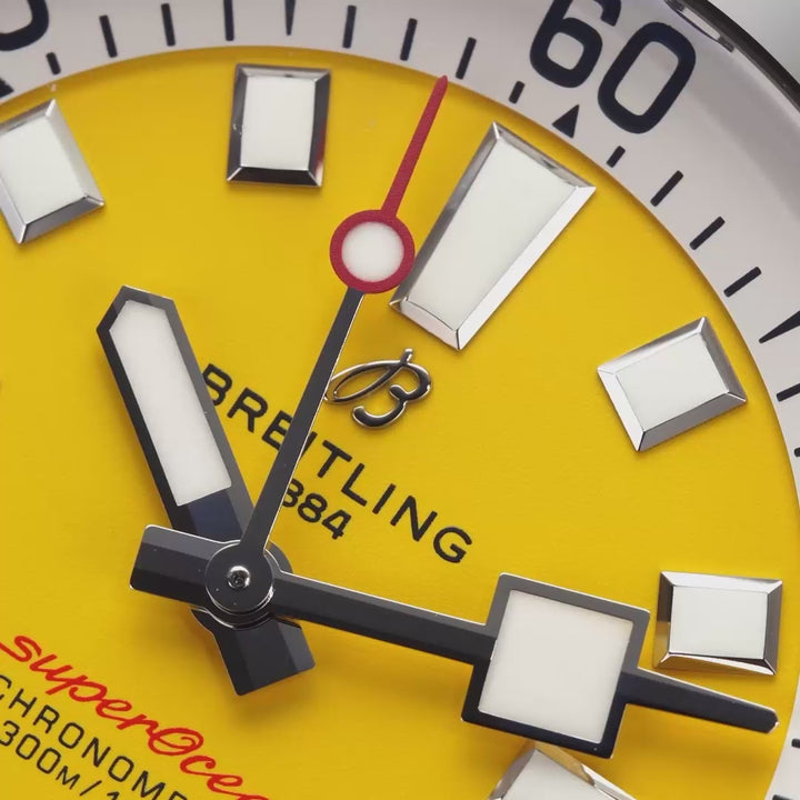 Breitling Automatic 46mm Men’s Watch with Yellow Material Dial, Stainless Steel Case & Bracelet, 300m Water Resistant / A173781A1I1A1
