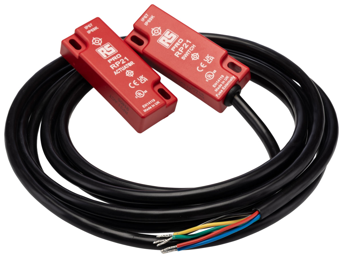 TieDex UK Magnetic Non-Contact Safety Switch, ABS Plastic Housing, 24V dc, 2 NO/1 NC, Wire
