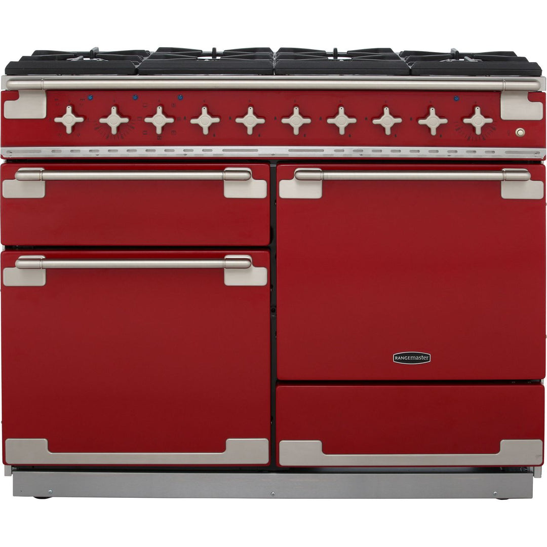Rangemaster Elise ELS110DFFRD 110cm wide Dual Fuel Range Cooker with Gas Hob - Cherry Red