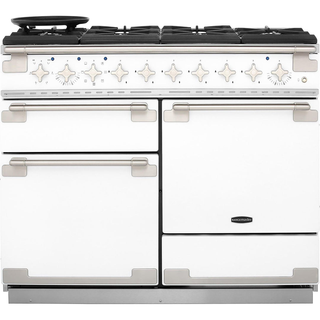 Rangemaster Elise ELS110DFFWH 110cm wide Dual Fuel Range Cooker with Gas Hob - White